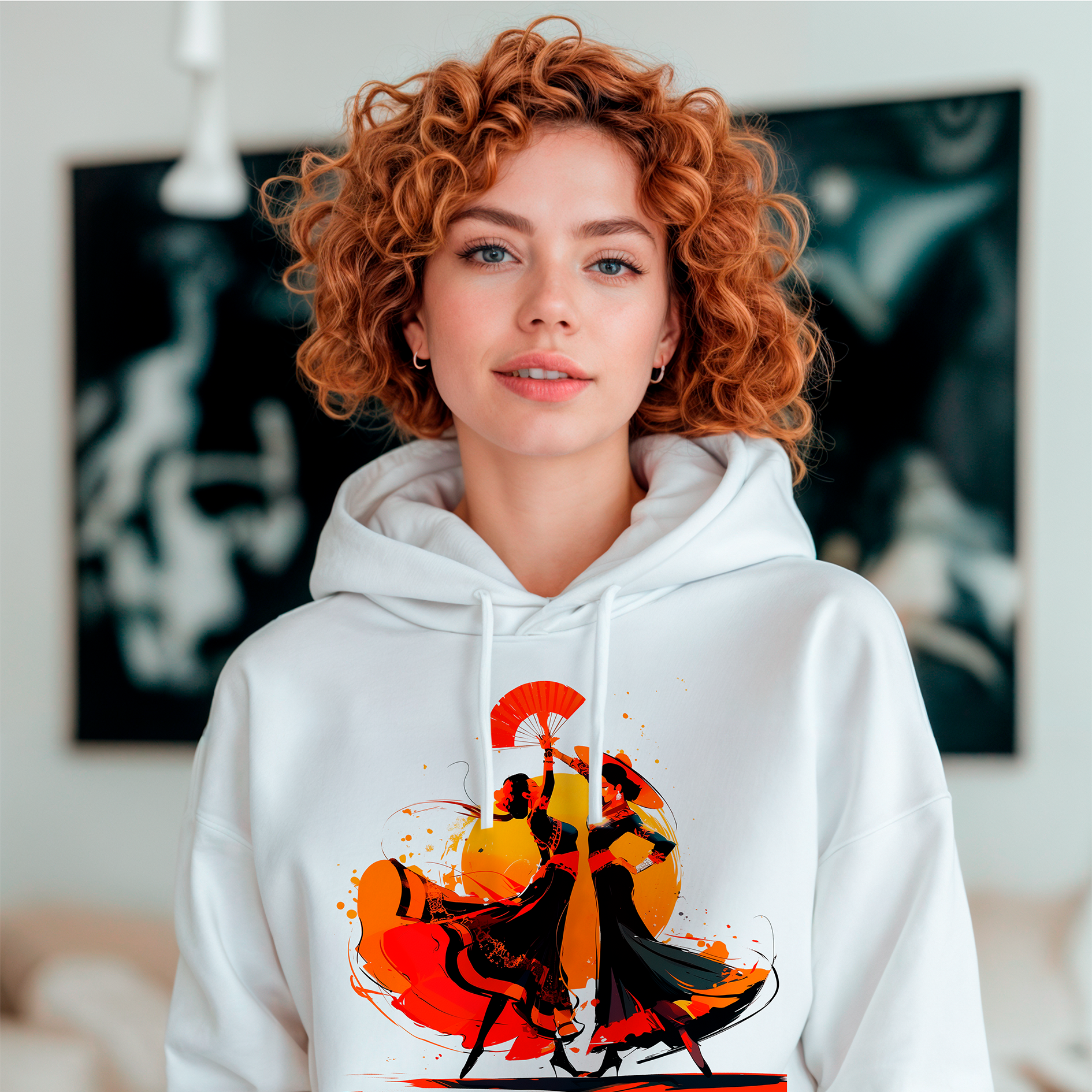 Sudadera con estampado gráfico "Pareja bailando flamenco"
