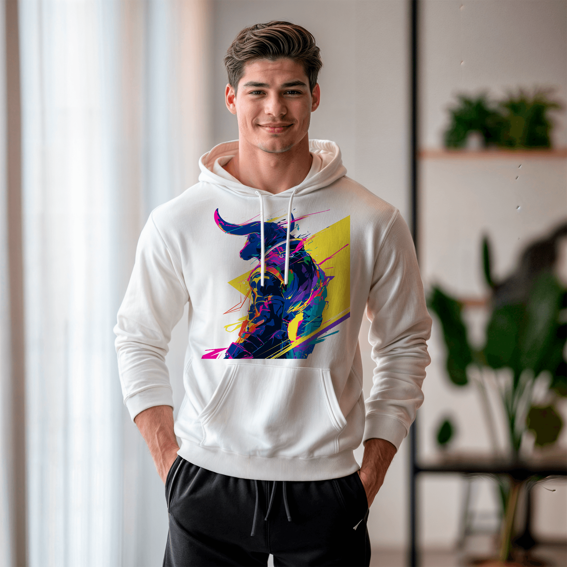 Sudadera con estampado gráfico "Figura de toro"