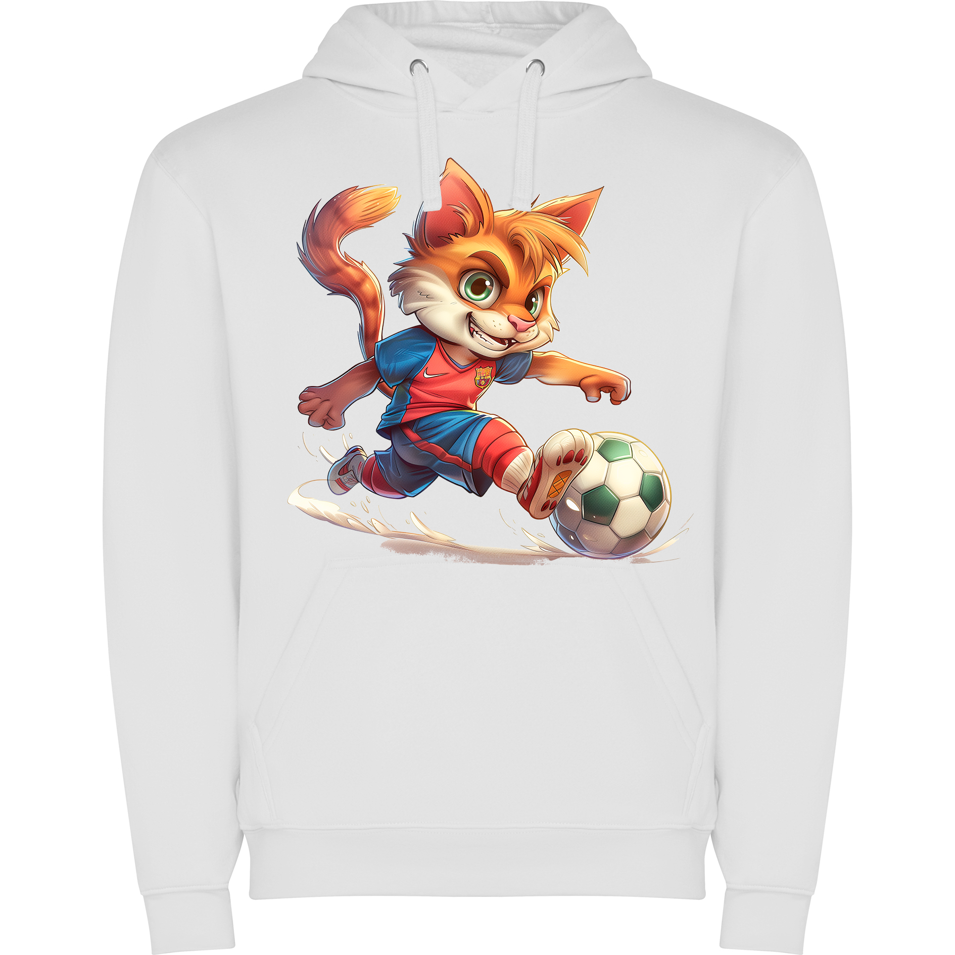 Sudadera con estampado gráfico "Gato jugando al fútbol"
