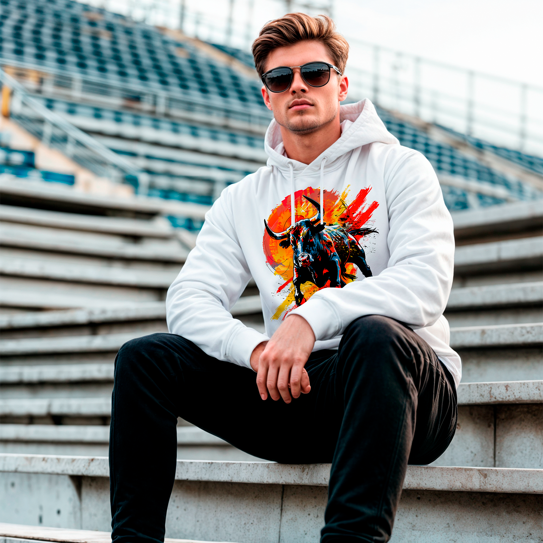 Sudadera con estampado gráfico "Toro poderoso"