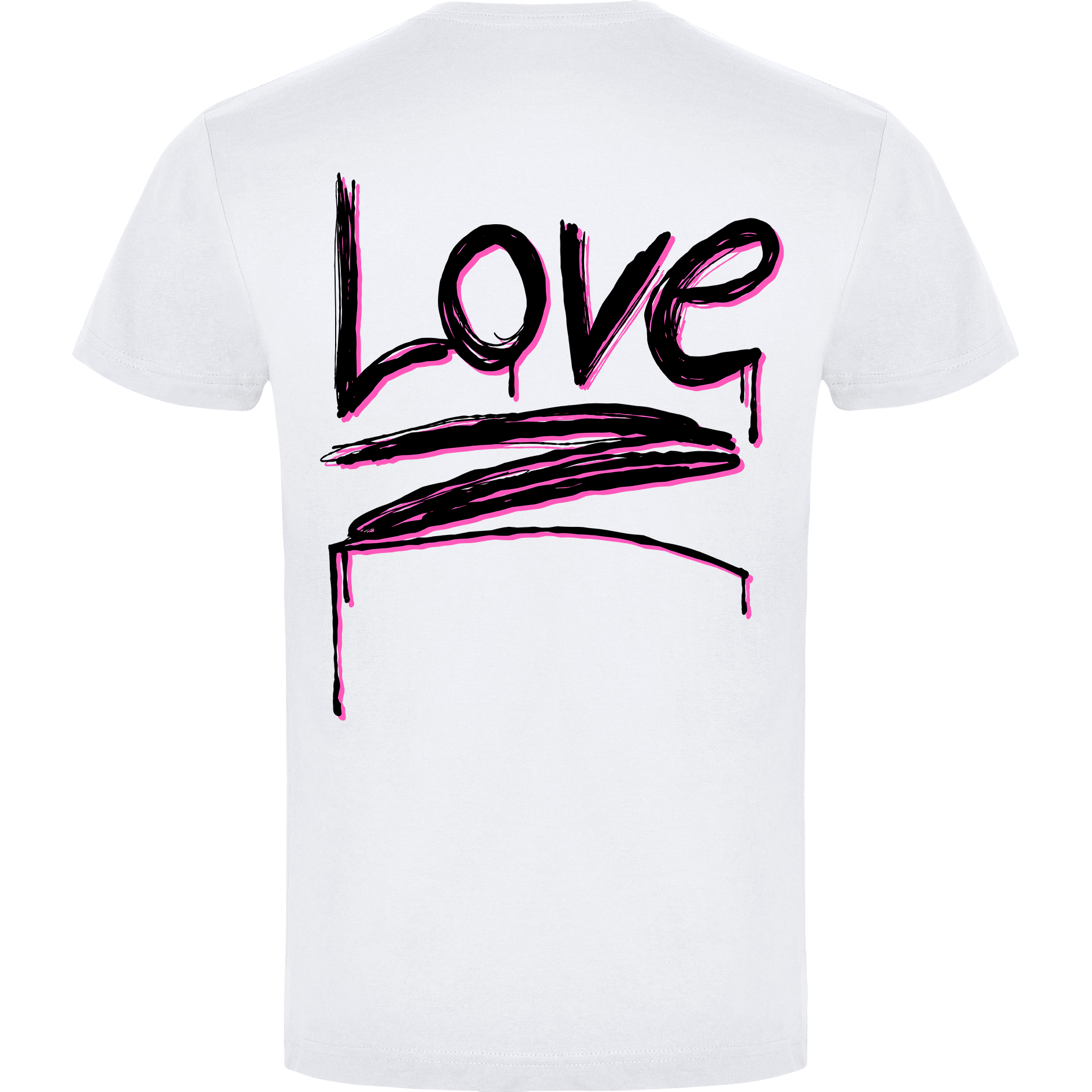 a white t - shirt with the word love painted on it