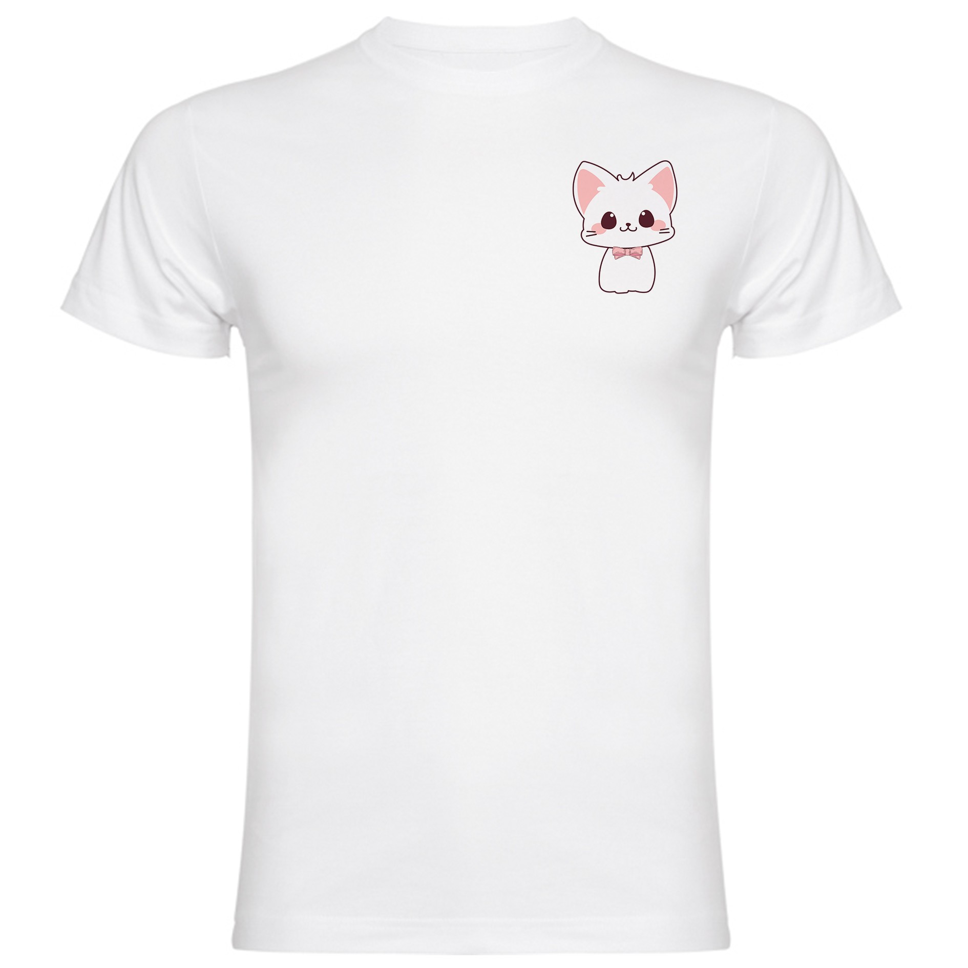 a white t - shirt with a pink cat on it