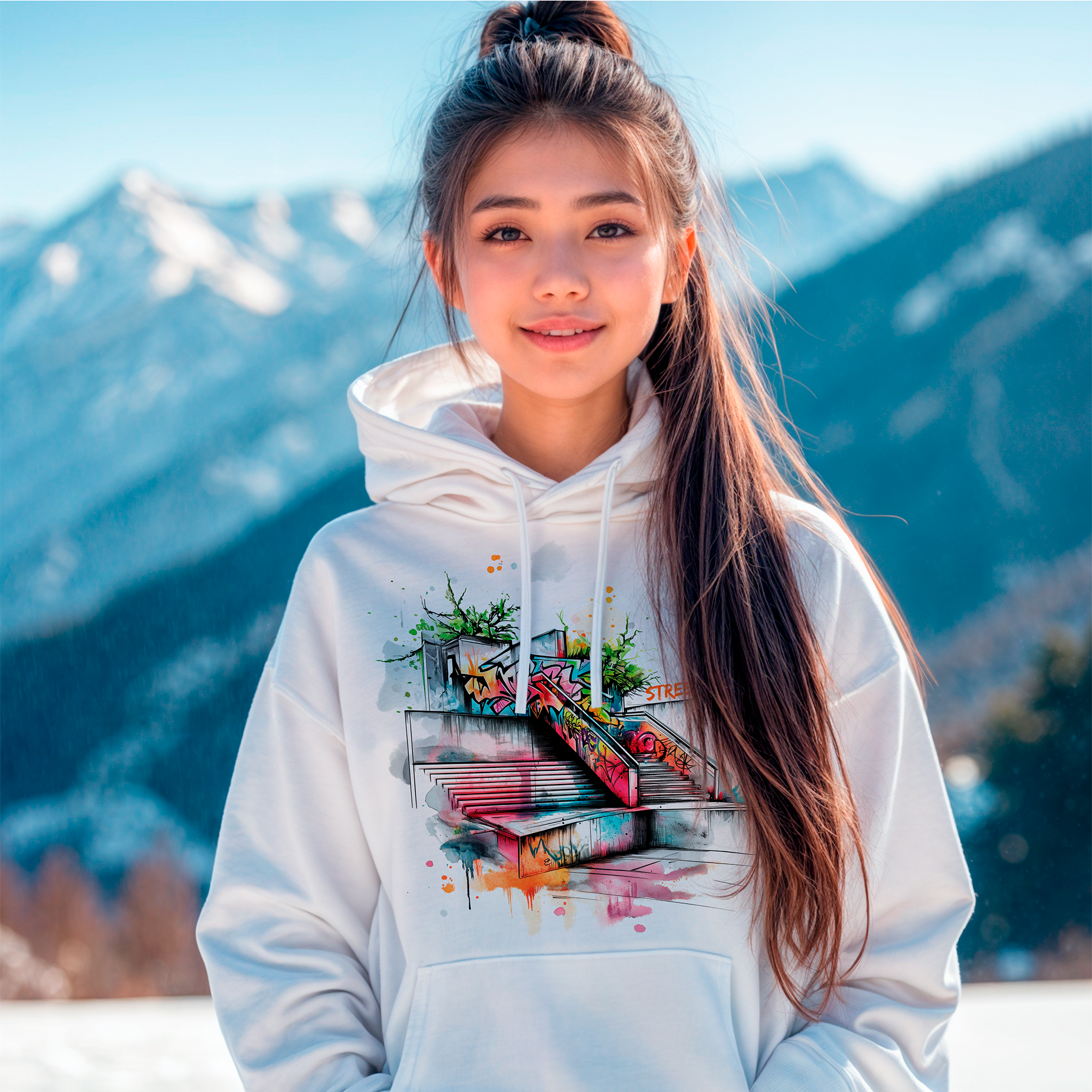 Sudadera con estampado gráfico "Retro diseño de patineta"