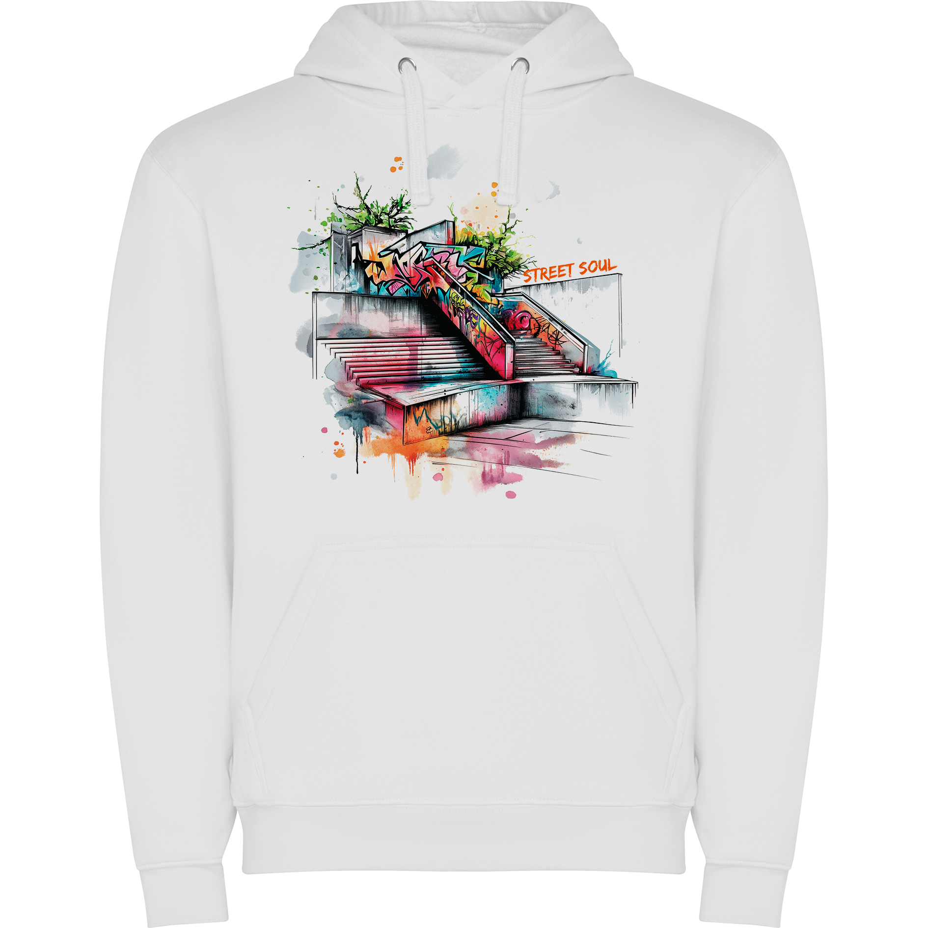 Camiseta con estampado gráfico "Escalera con graffiti"