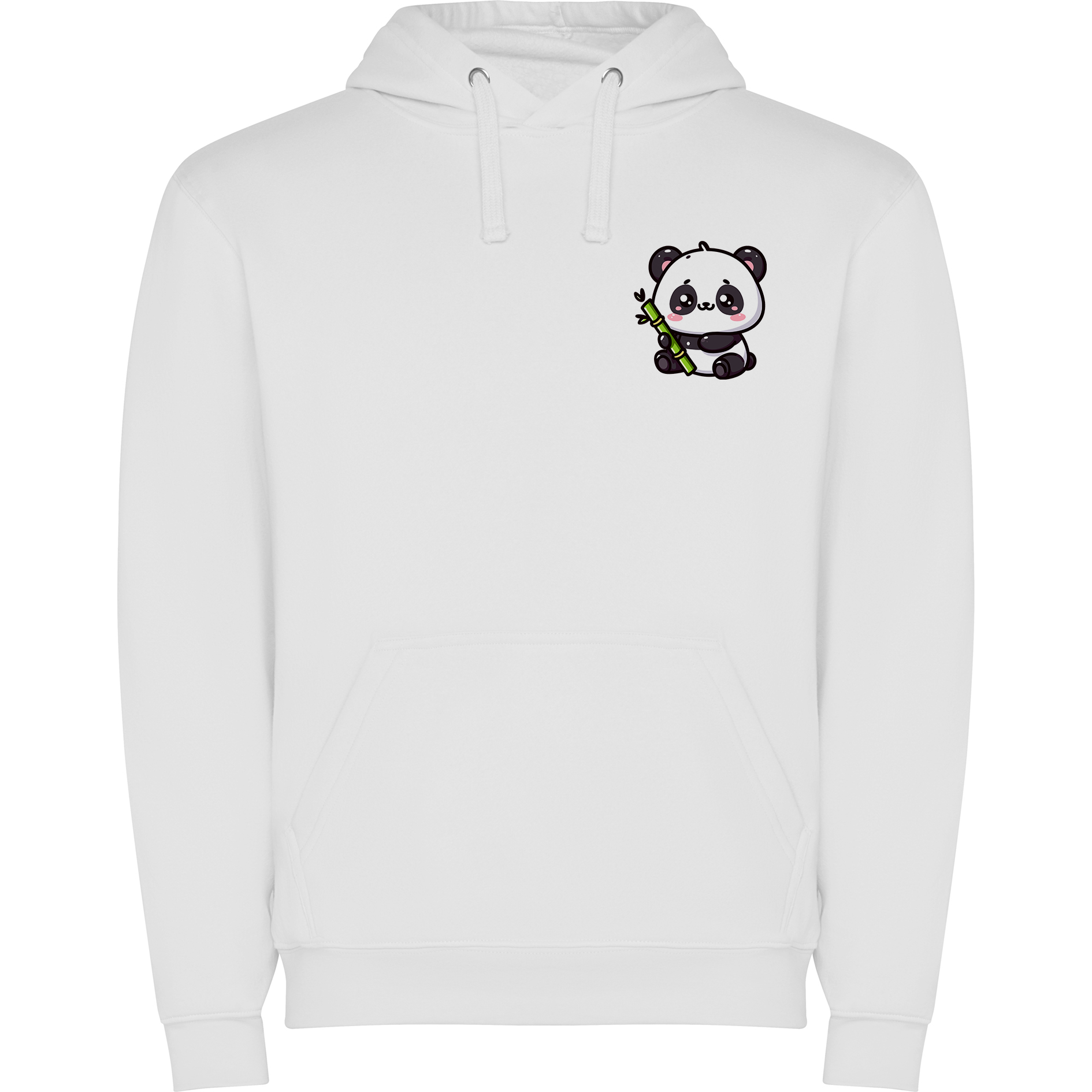 a white hoodie with a panda bear on it