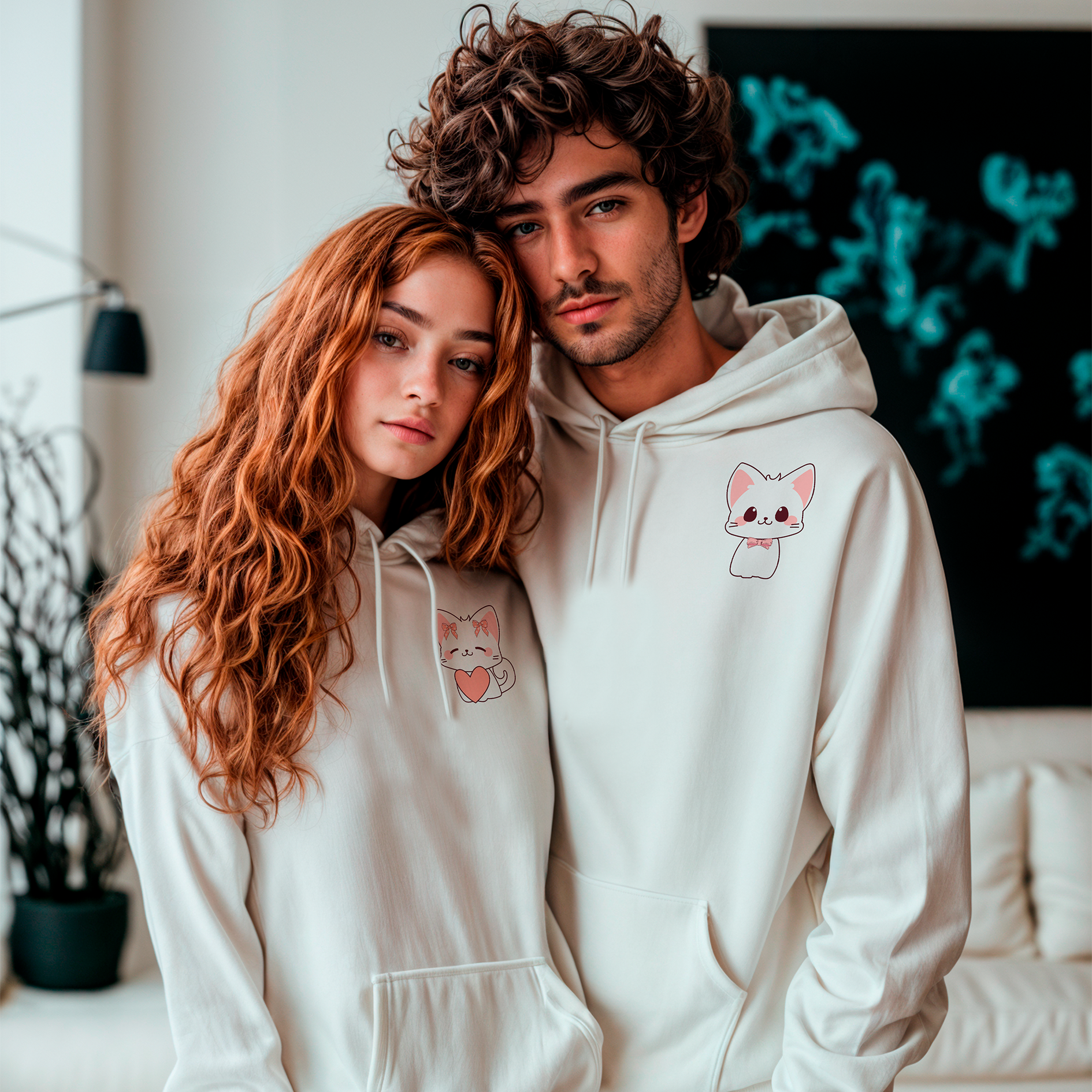 Sudadera con estampado gráfico "Gato travieso"