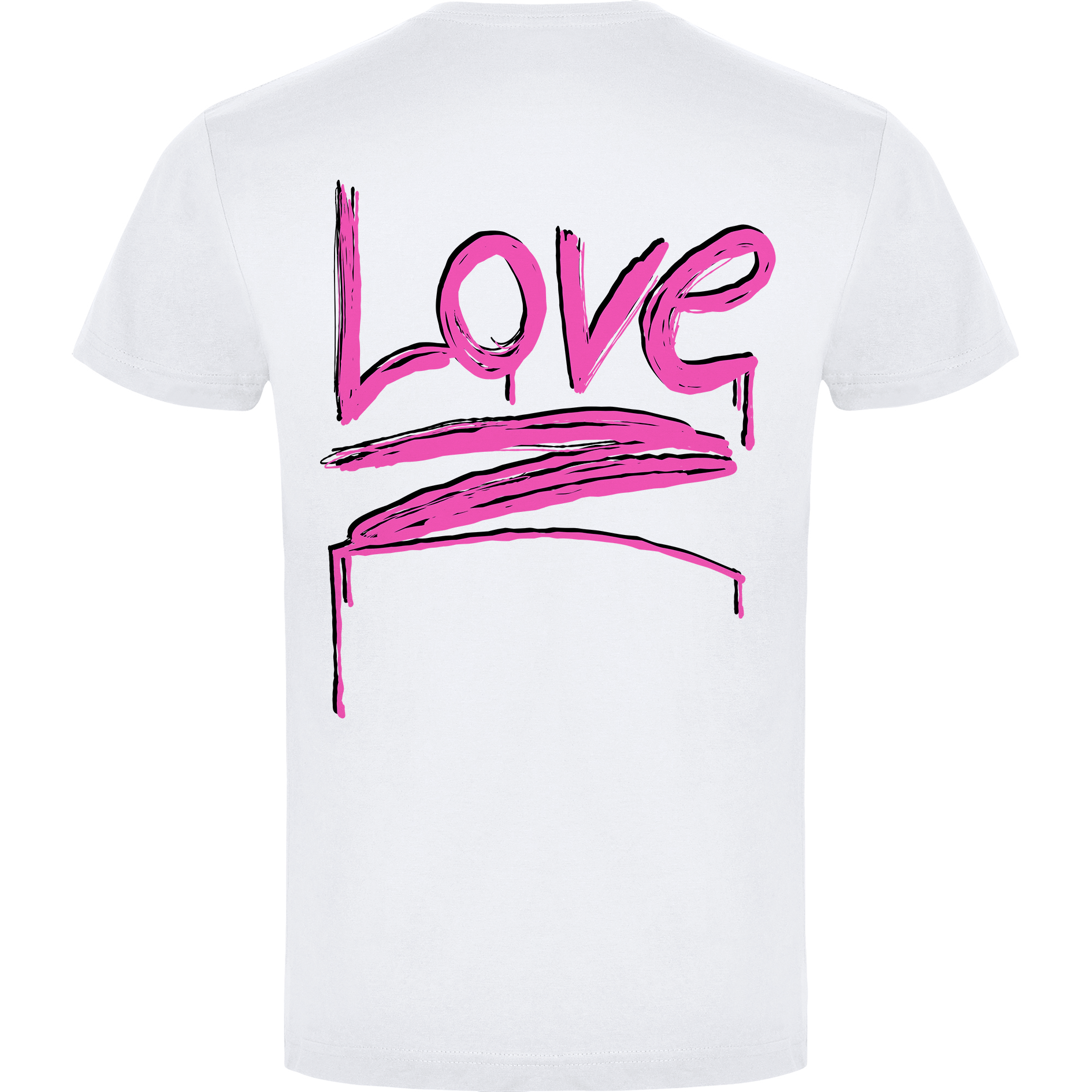 a white t - shirt with the word love painted on it