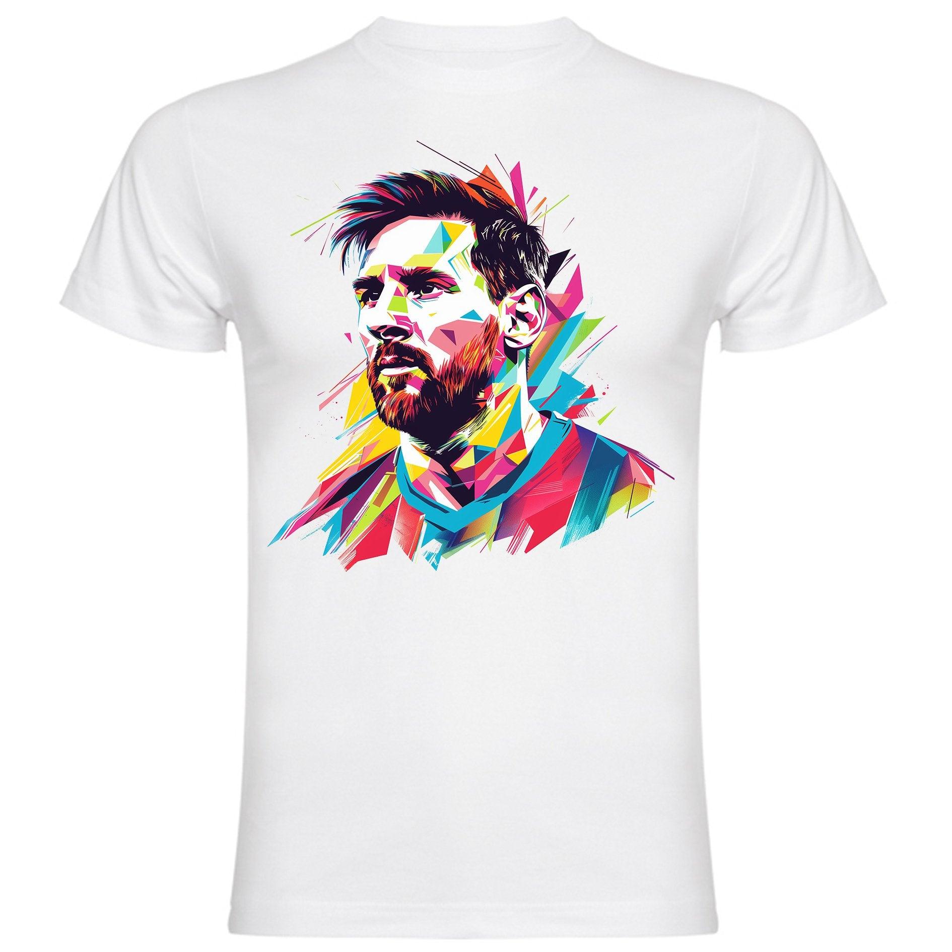 Retrato de Lionel Messi en estilo geométrico colorido - Weare Young